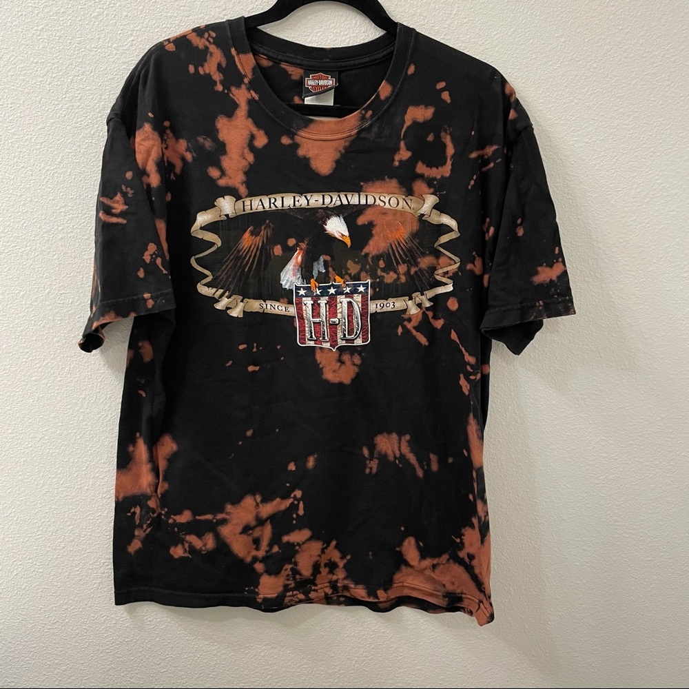 Harley Davidson tie dye shirt eagle black orange size large
